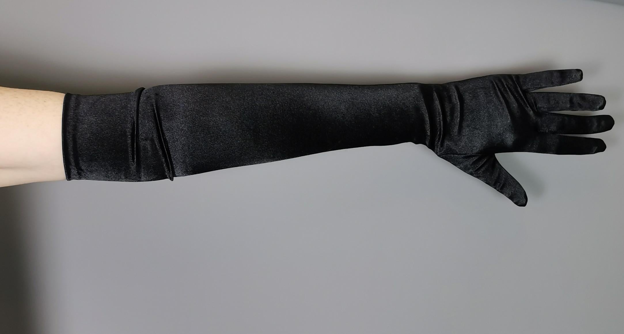 Vintage long length black opera gloves 10