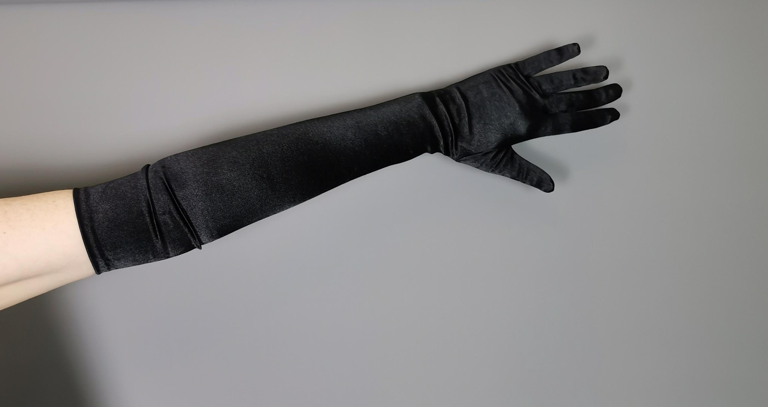 Vintage long length black opera gloves 11
