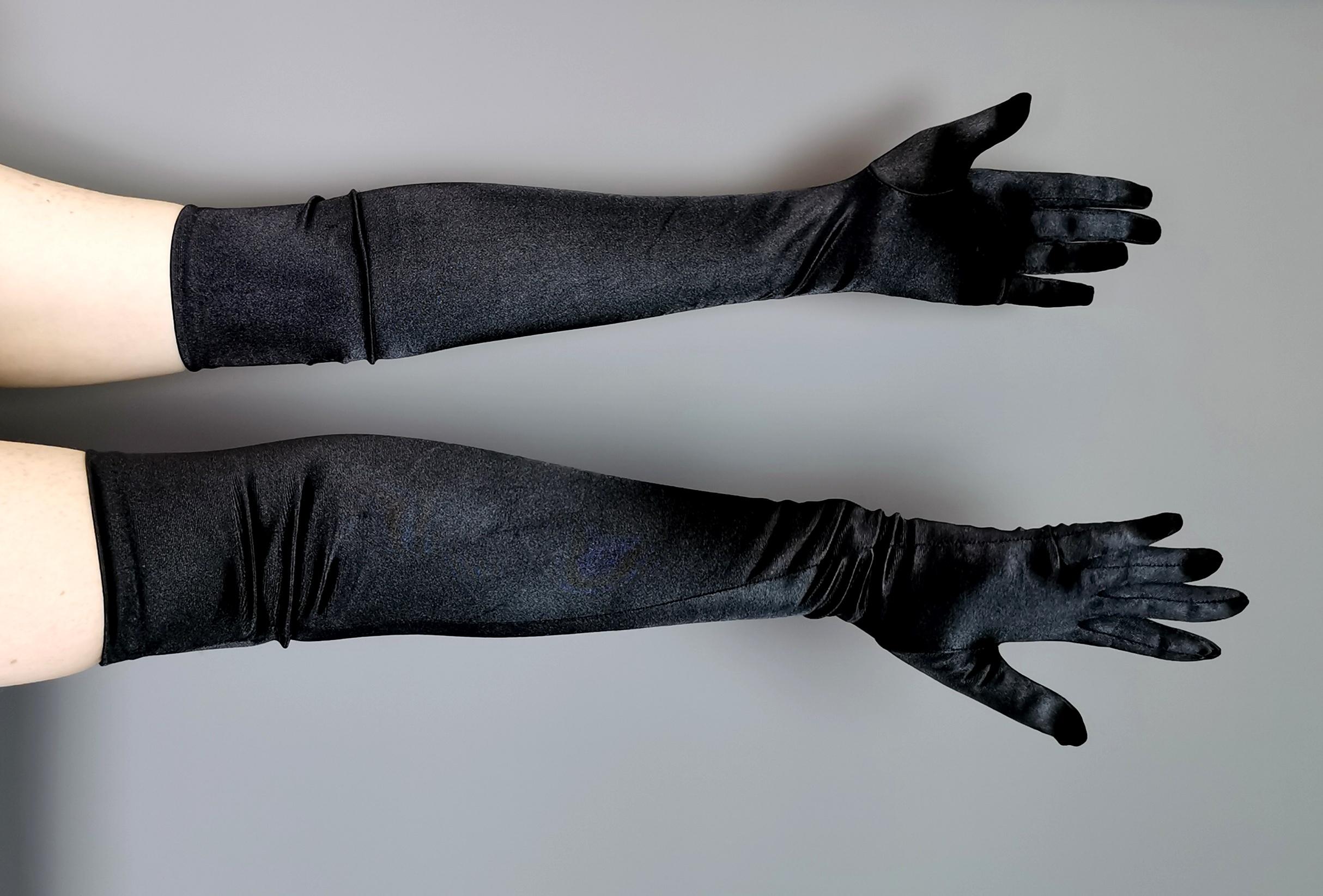 Women's Vintage long length black opera gloves
