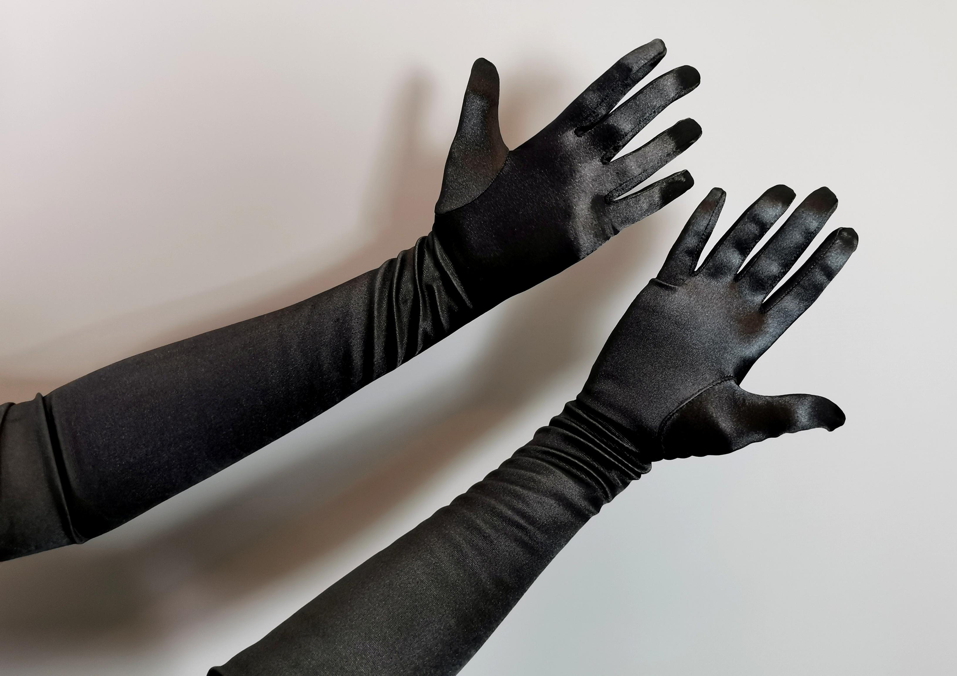 Vintage long length black opera gloves 1
