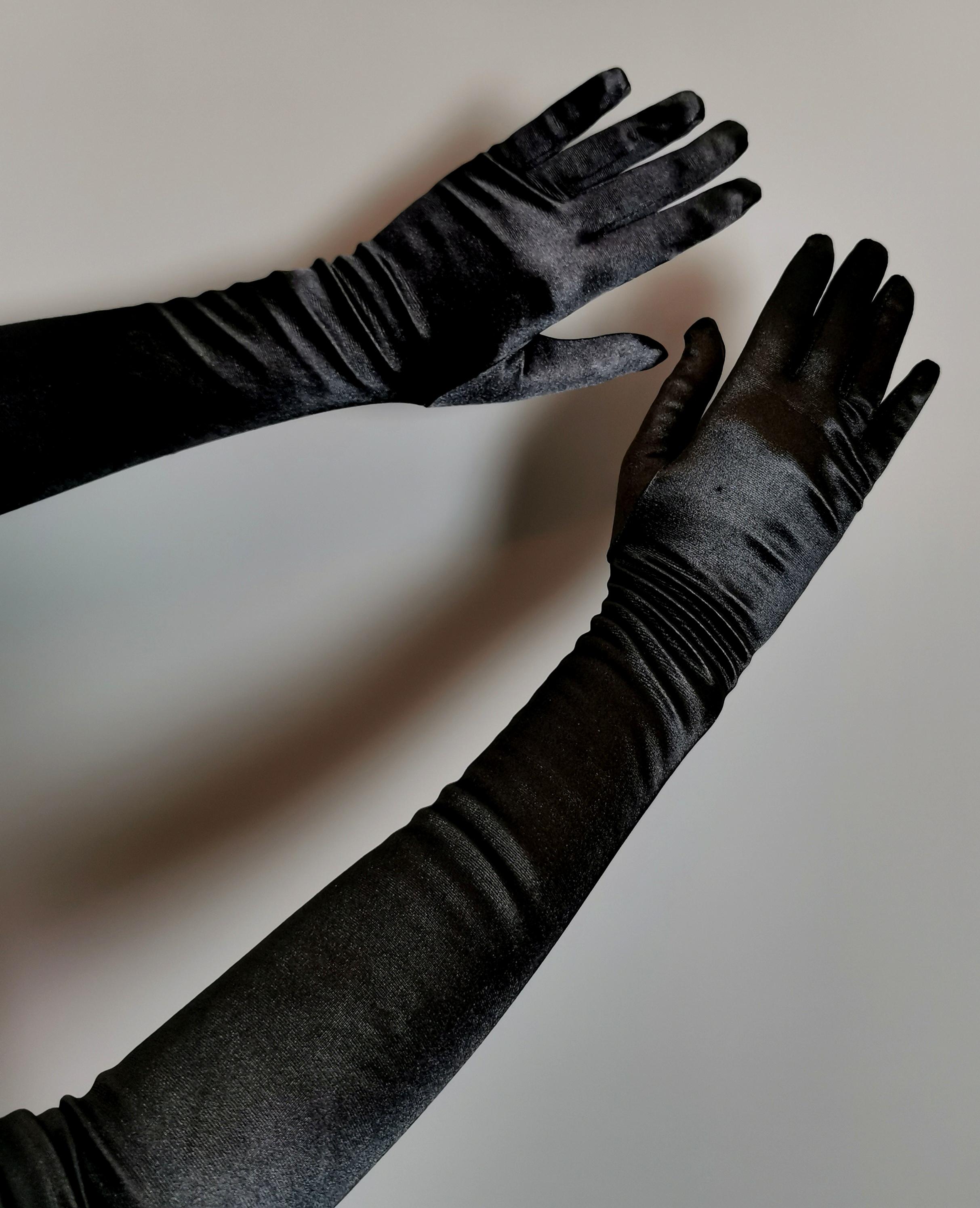 Vintage long length black opera gloves 3