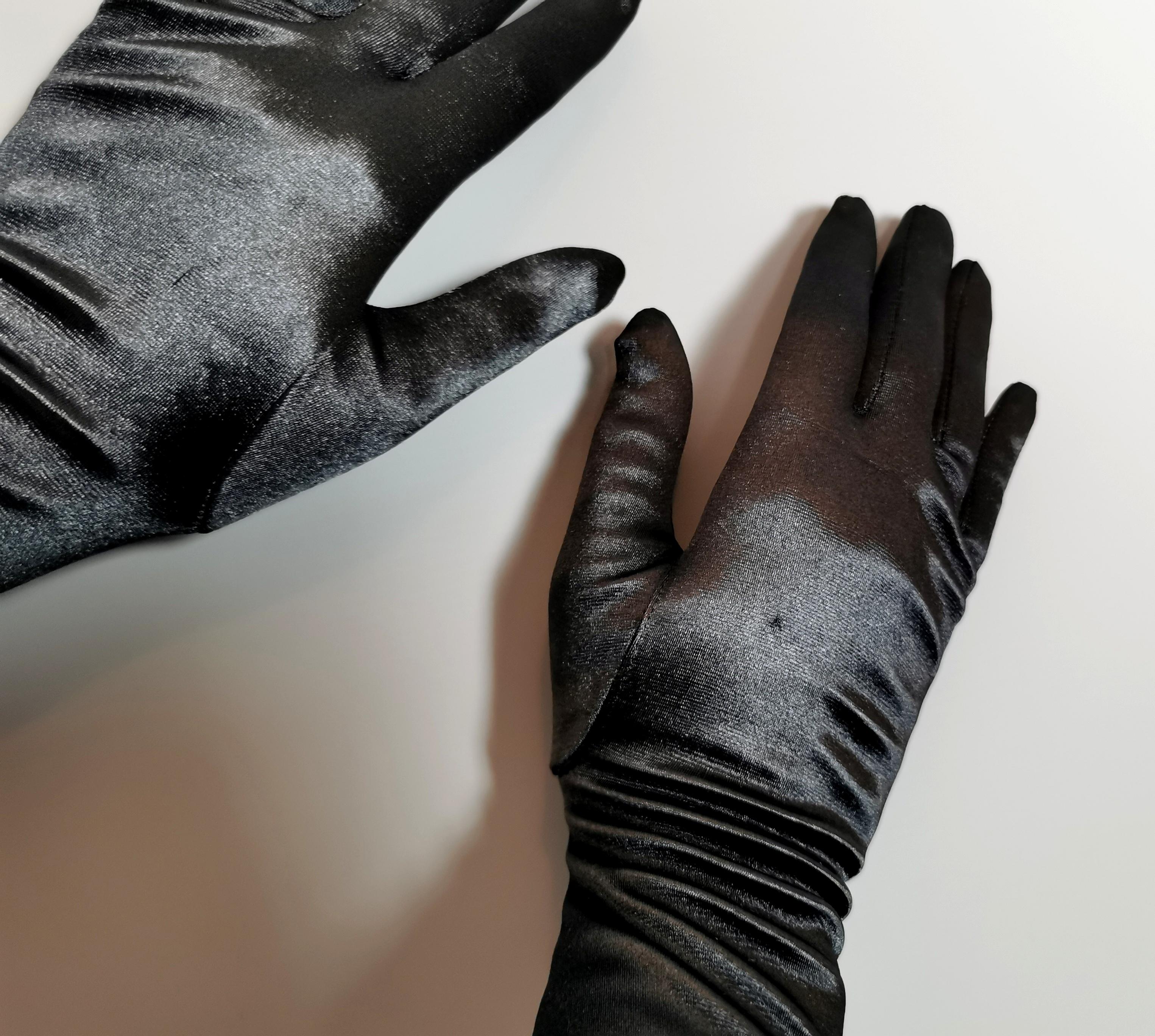 Vintage long length black opera gloves 4