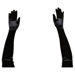 Vintage long length black opera gloves