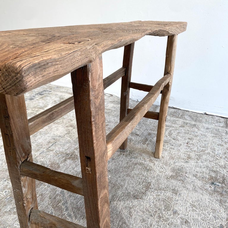 Vintage Long Length Elm Wood Console Table For Sale at 1stDibs