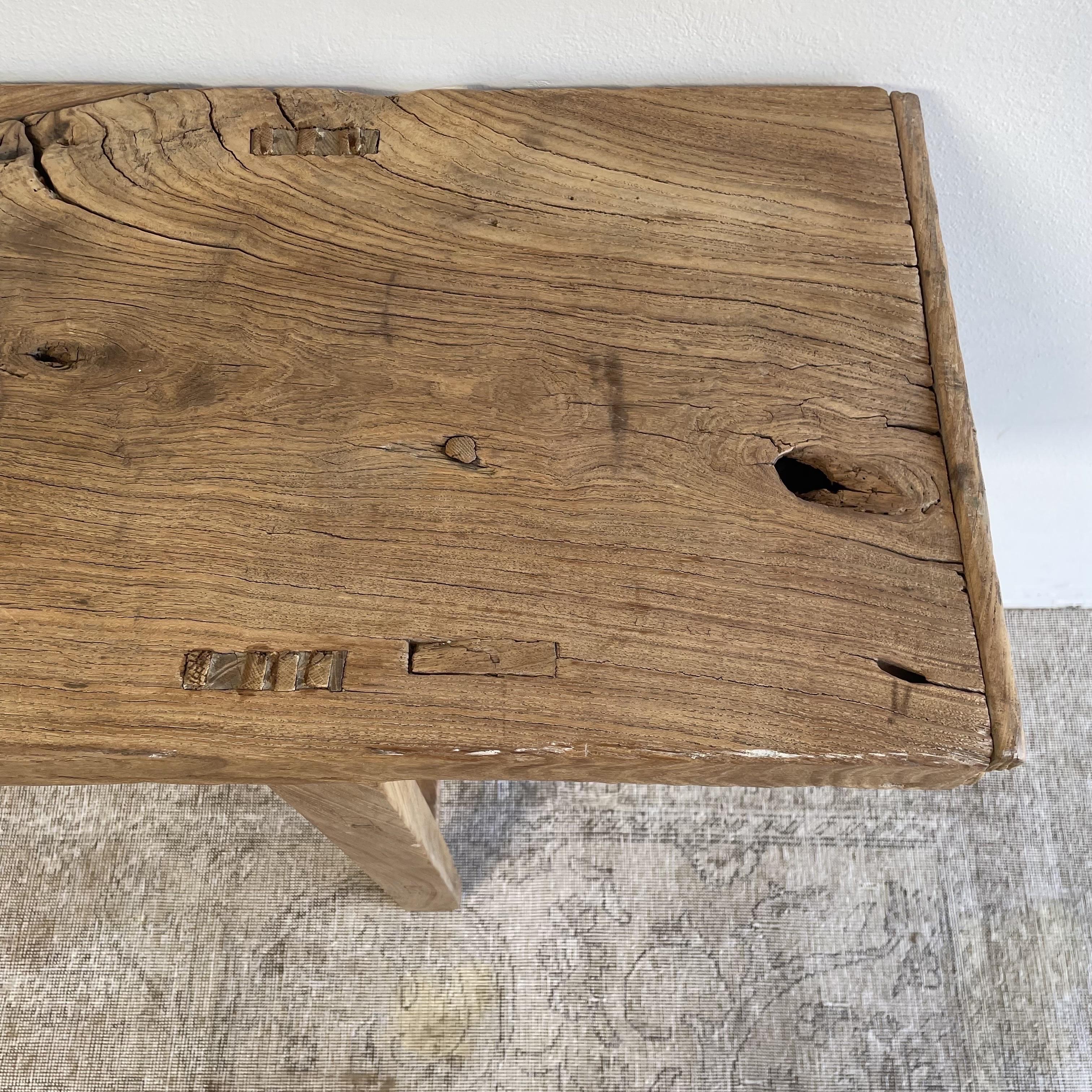 Vintage Long Length Elm Wood Console Table 2