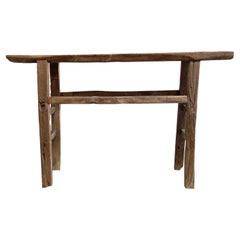 Vintage Long Length Elm Wood Console Table