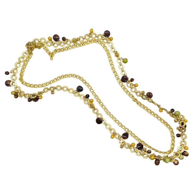 Miriam Haskell Doppelreihige Vintage-Glas-Halskette im Angebot