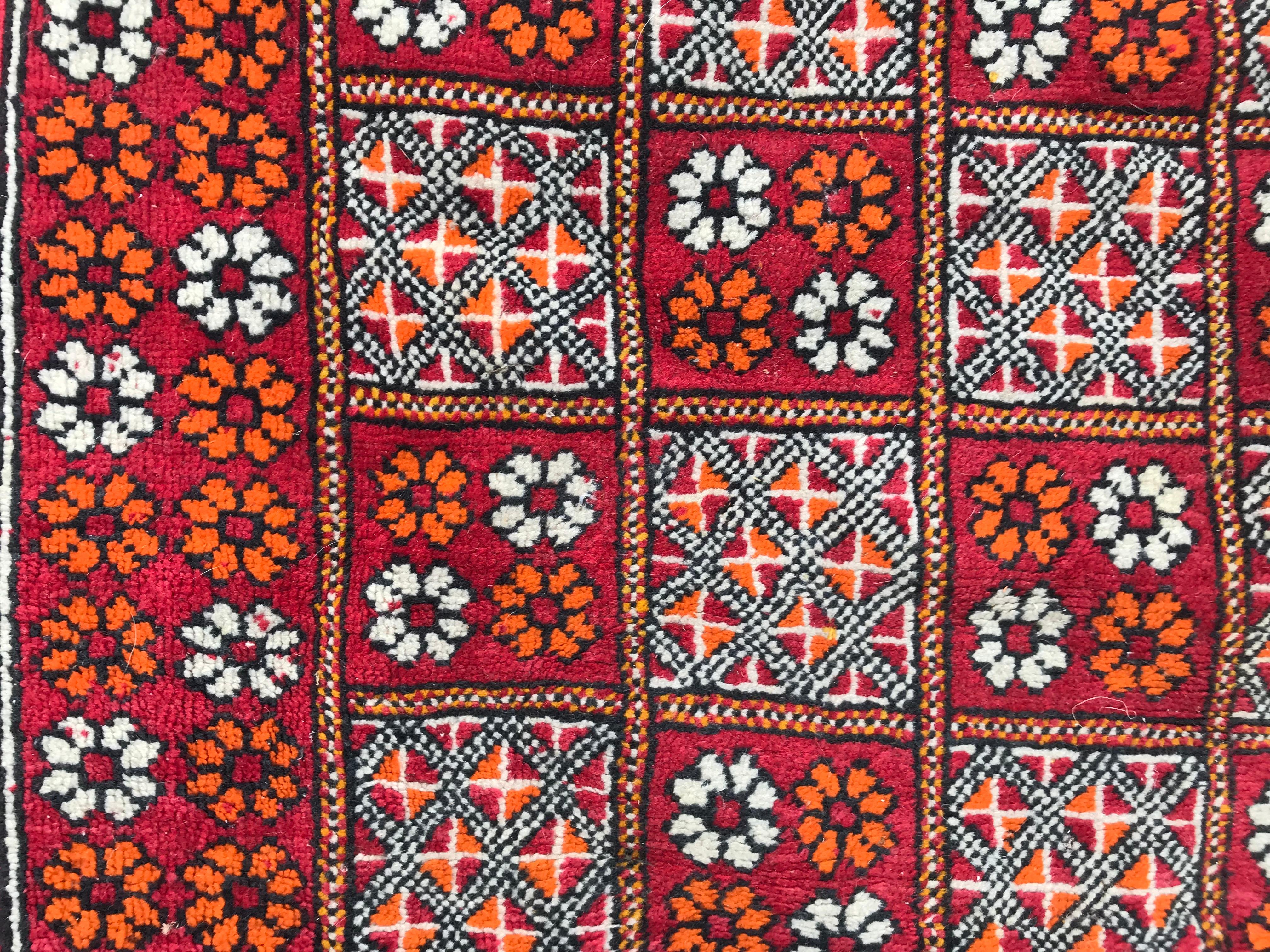 Wool Bobyrug’s Vintage Long Moroccan Berbere Rug For Sale