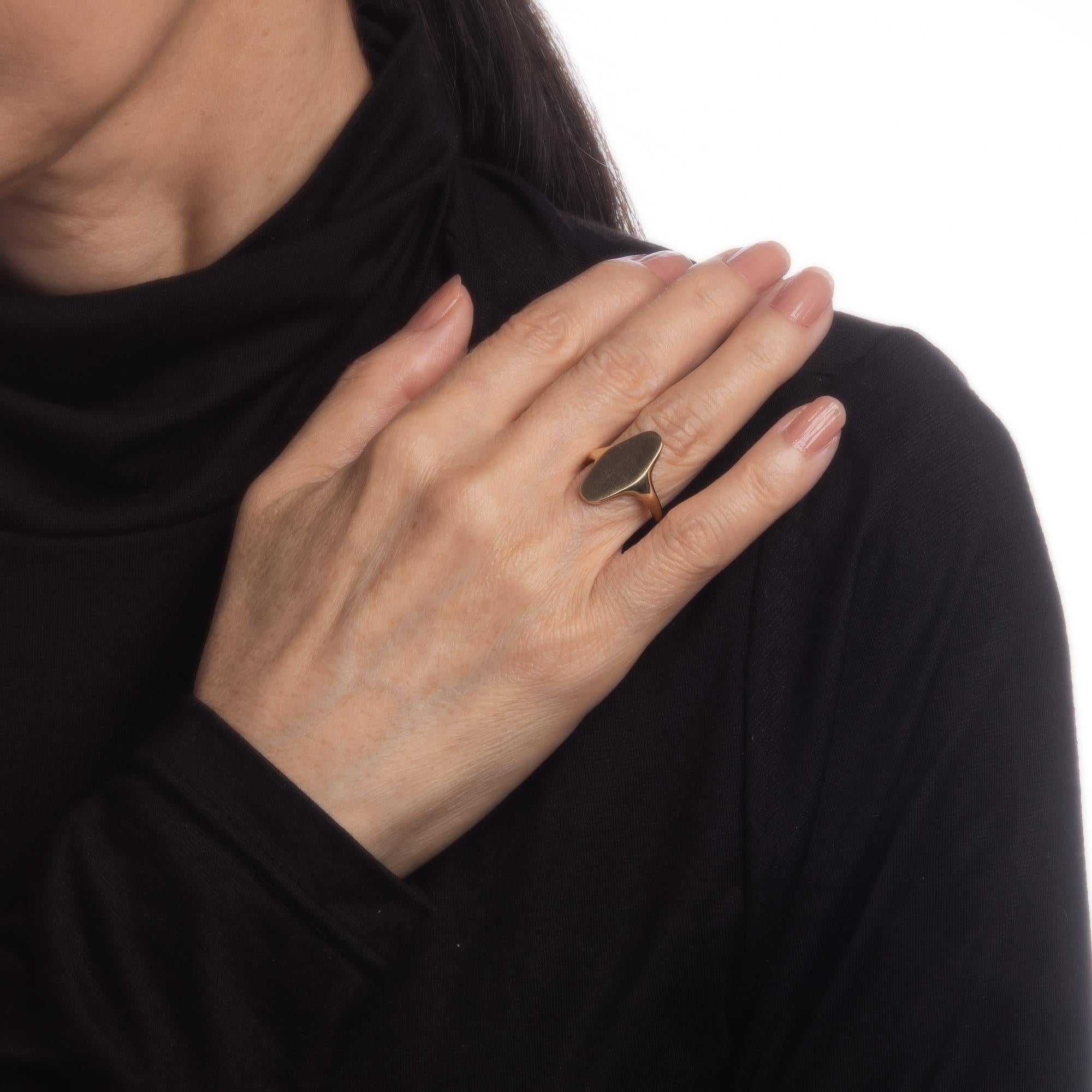 Langer ovaler Vintage-Siegelring, 14k Gelbgold, Nachlass-Schmuck 2