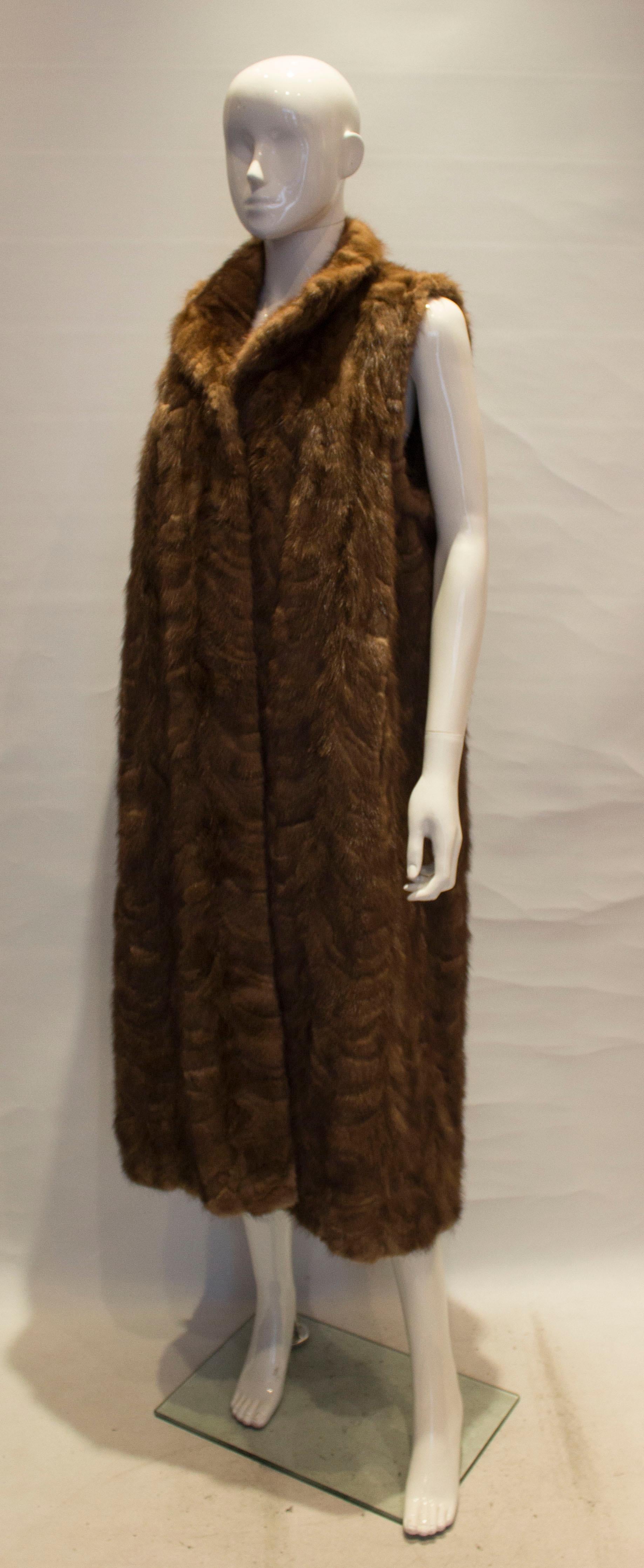 Black Vintage Long Sheared Mink Gilet