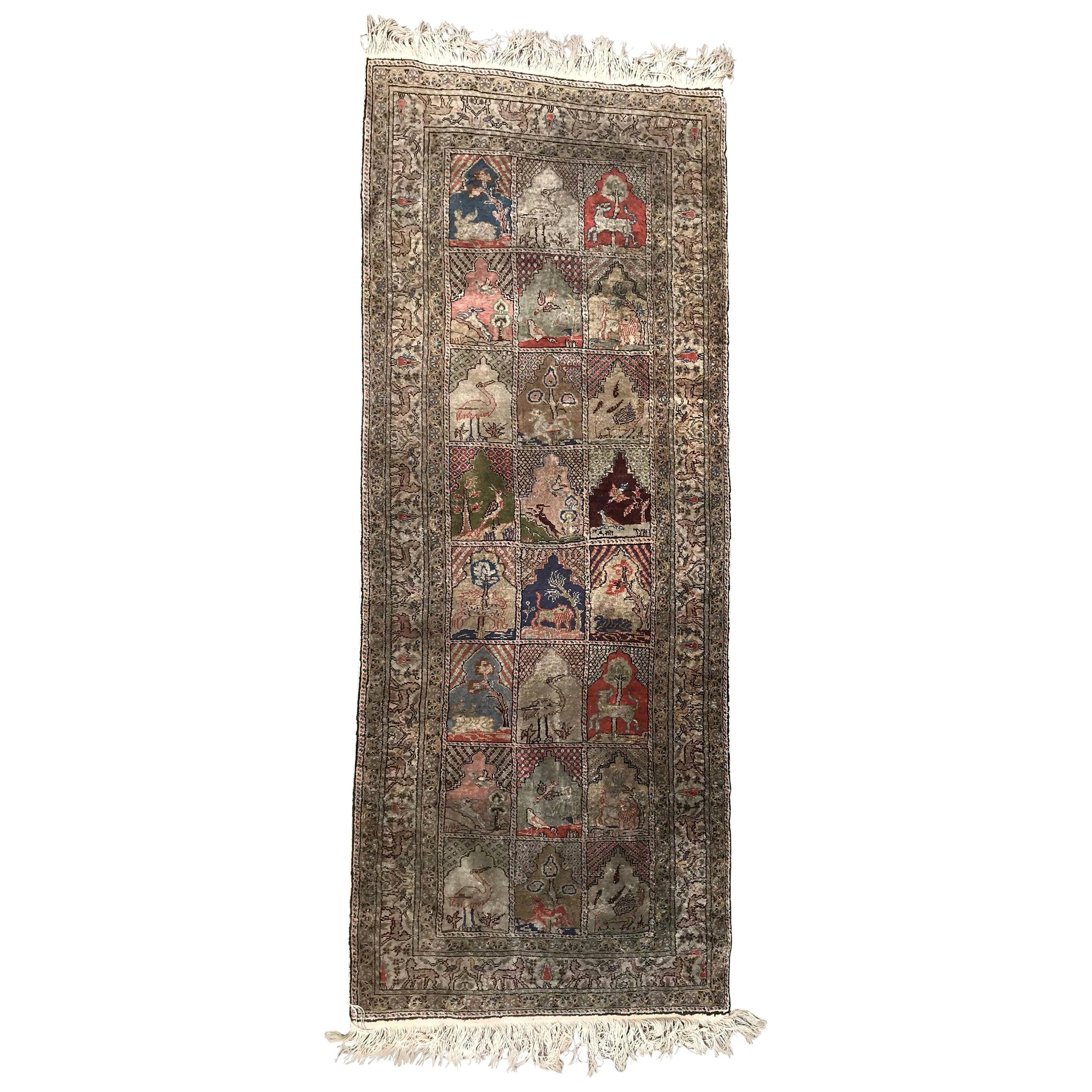 Bobyrug's Vintage Long Silk Turkish Kayseri Rug (tapis turc de Kayseri)