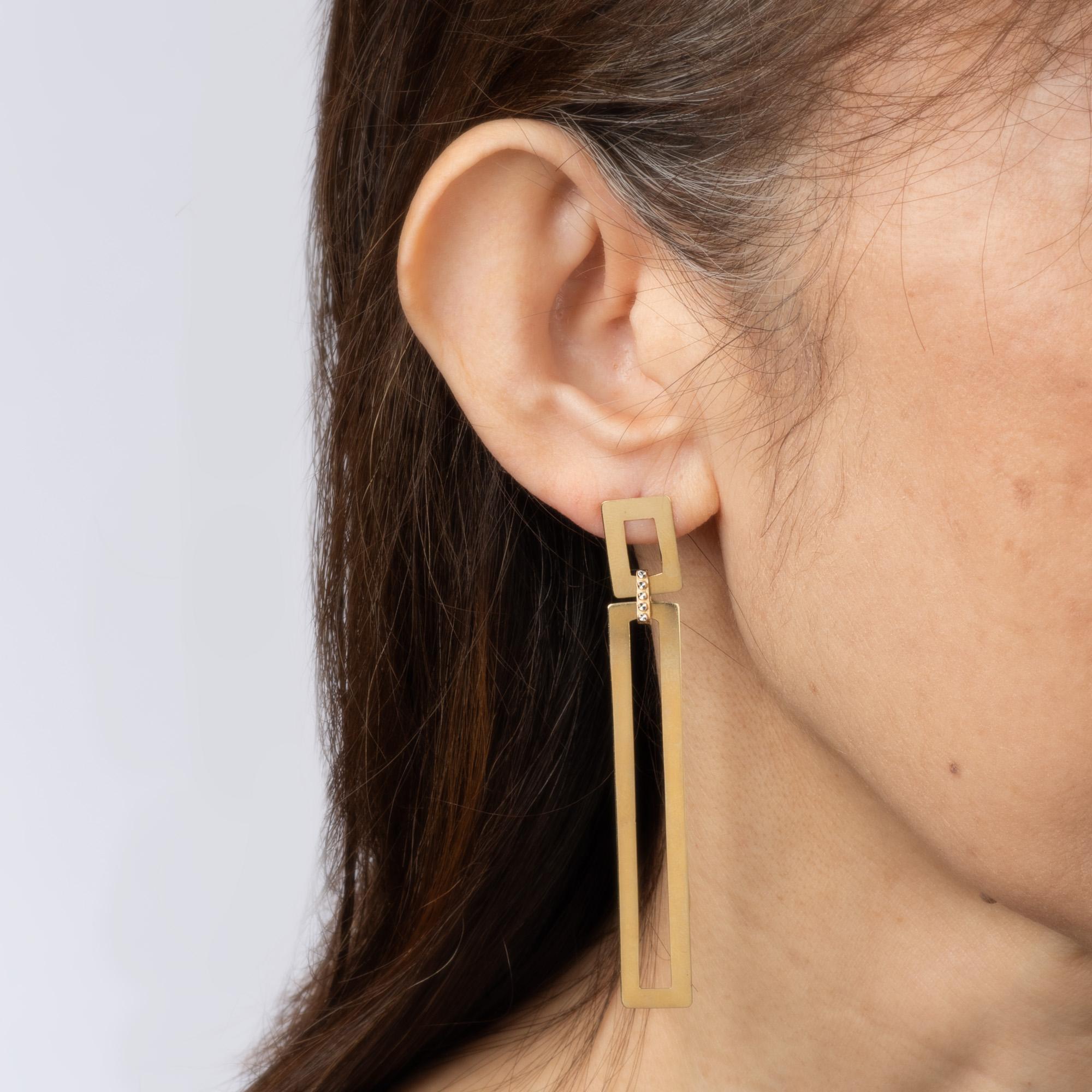 Modern Vintage Long Square Earrings 2.75