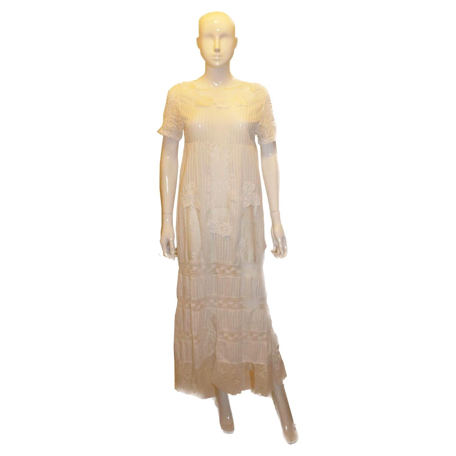 Vintage Long White Summer Gown For Sale