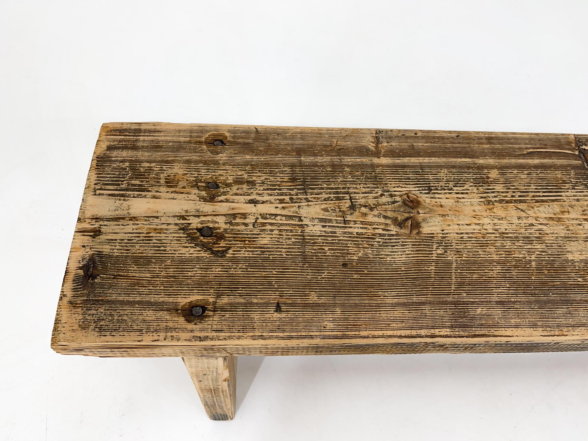 Vintage Long Wooden Bench, 1950s For Sale 1