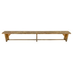 Banc long en bois vintage, années 1950