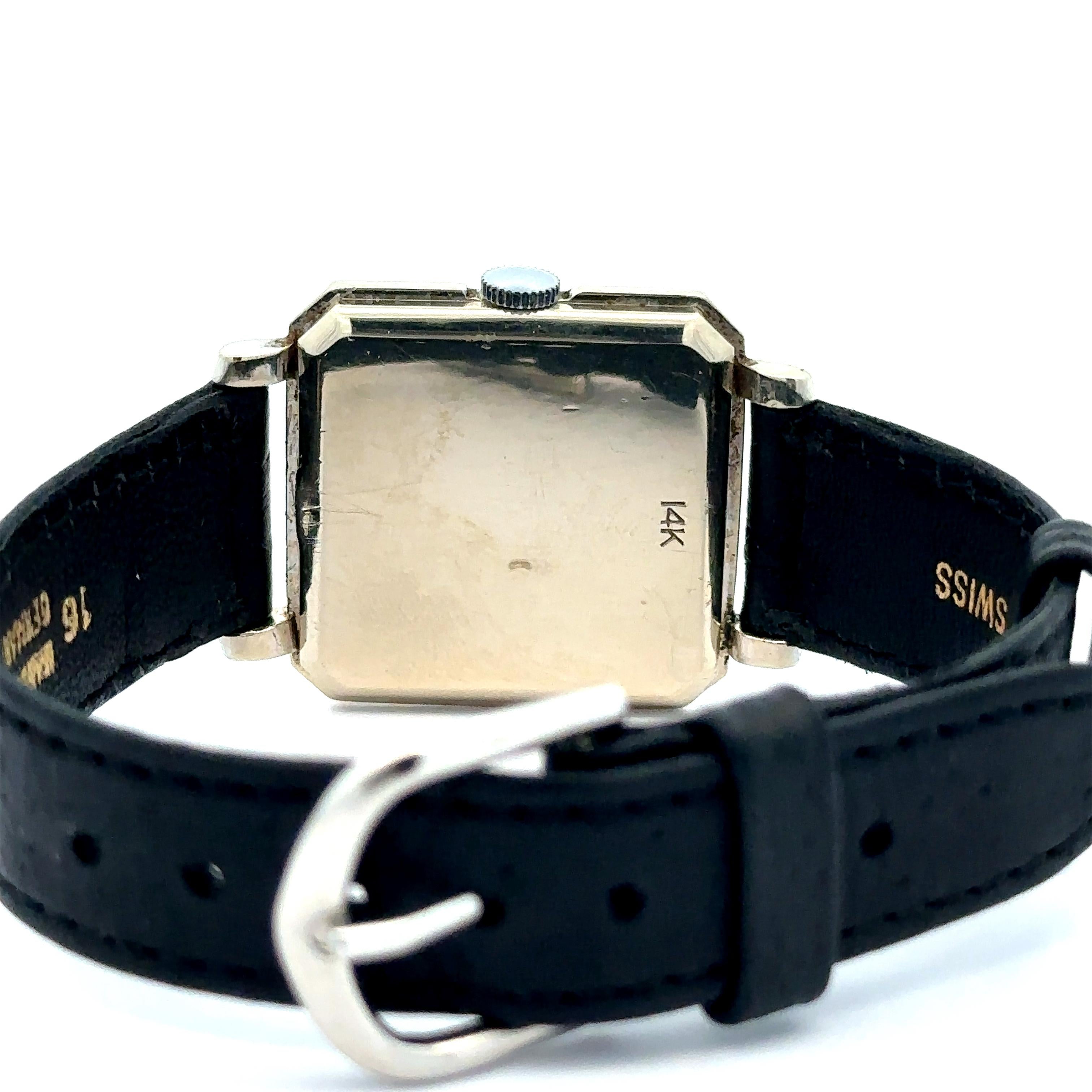Longines d'epoca in oro bianco 14k quadrante con diamanti orologio meccanico 17j Cal. 23Z in vendita 6