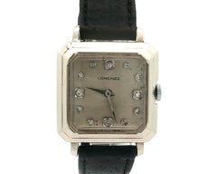 Vintage Longines 14k White Gold Diamond Dial Mechanical 17j Swiss Watch Cal. 23Z