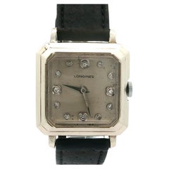 Vintage Longines 14k White Gold Diamond Dial Mechanical 17j Swiss Watch Cal. 23Z