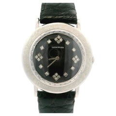 Vintage Longines 14k White Gold Diamond Dial Mechanical 17j Watch Ref. 494M893