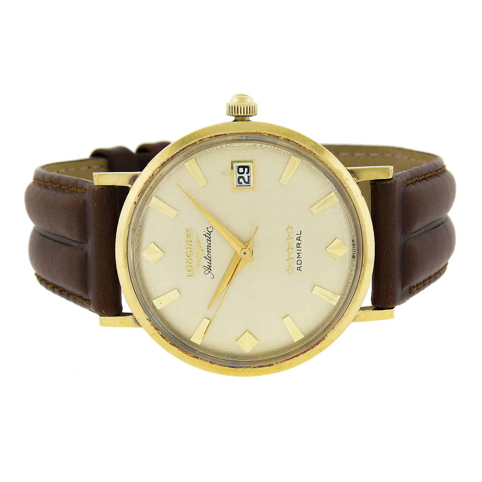 Women's or Men's Vintage Longines Admiral 18k Yellow Gold 34mm Automatic Self Winding Wrist Watch