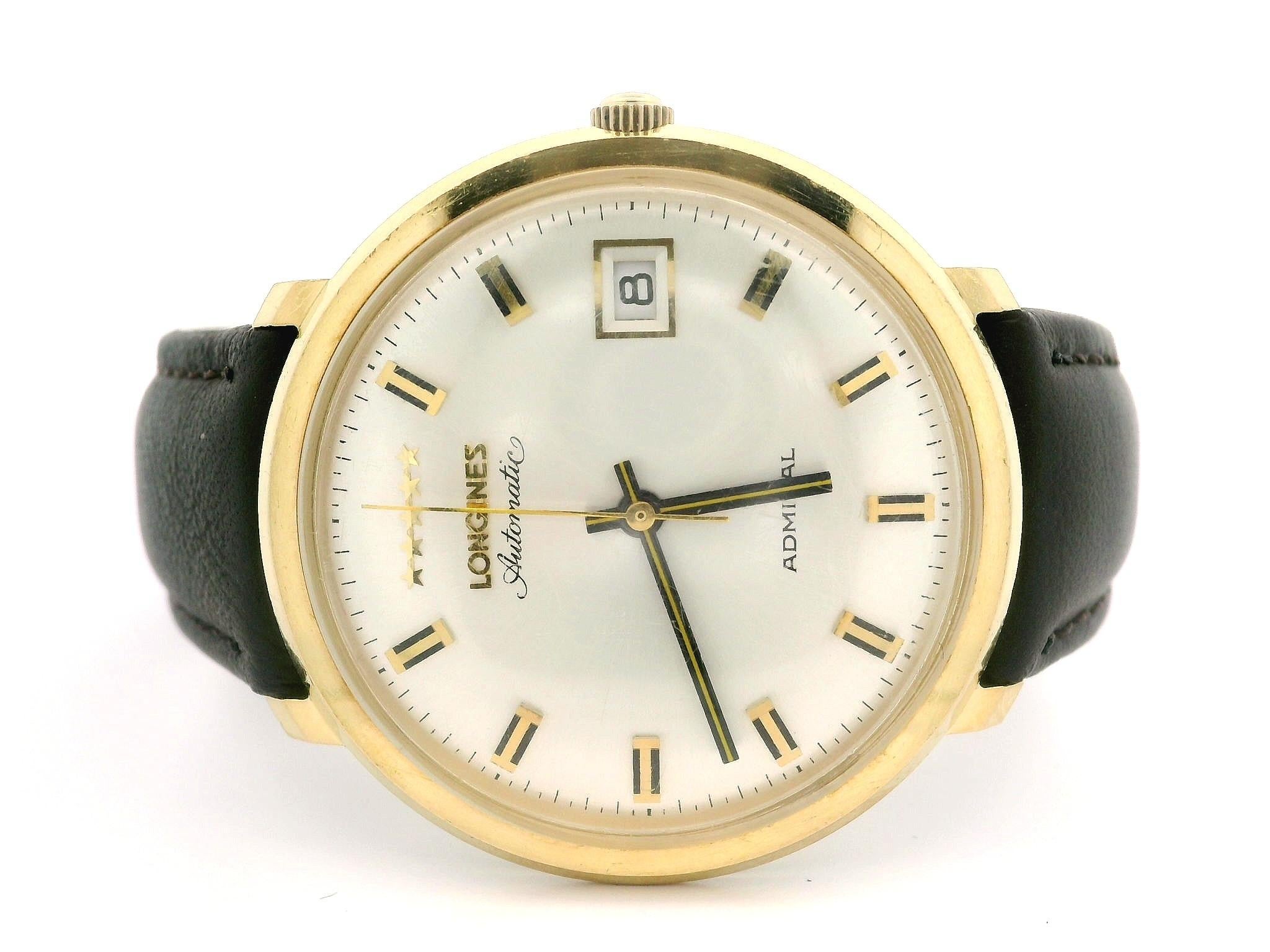 Women's or Men's Vintage Longines Admiral 5 Star 18k Yellow Gold 35mm Automatic Wrist Watch