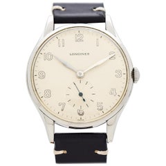 Vintage Longines Jumbo Reference 6333-11 Stainless Steel Watch, 1956
