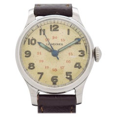 Vintage Longines Military WWII-Era Chrome and Stainless Steel Watch, 1944