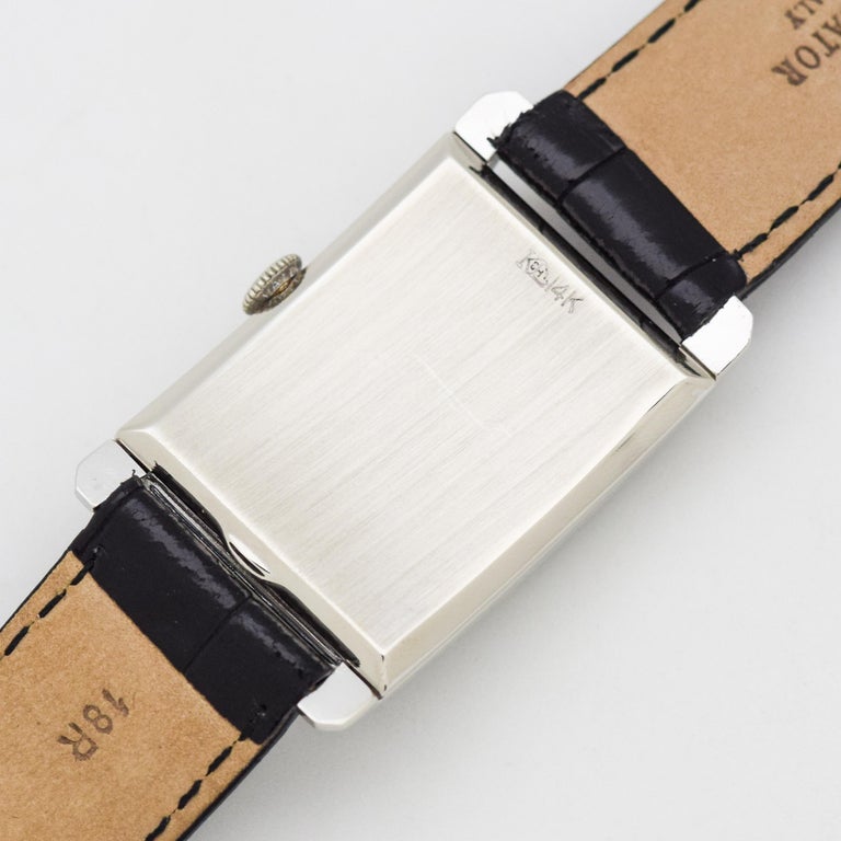 Vintage Longines Rectangular-Shaped 14 Karat White Gold Watch, 1950 For ...