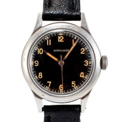 Vintage Longines Sei Tacche 33.5mm 4528 Gilt Dial Stainless Steel Military Watch