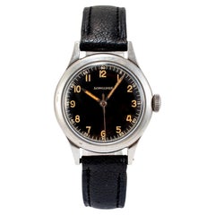 Longines Sei Tacche 33,5 mm 4528 Montre militaire vintage avec cadran doré en acier inoxydable