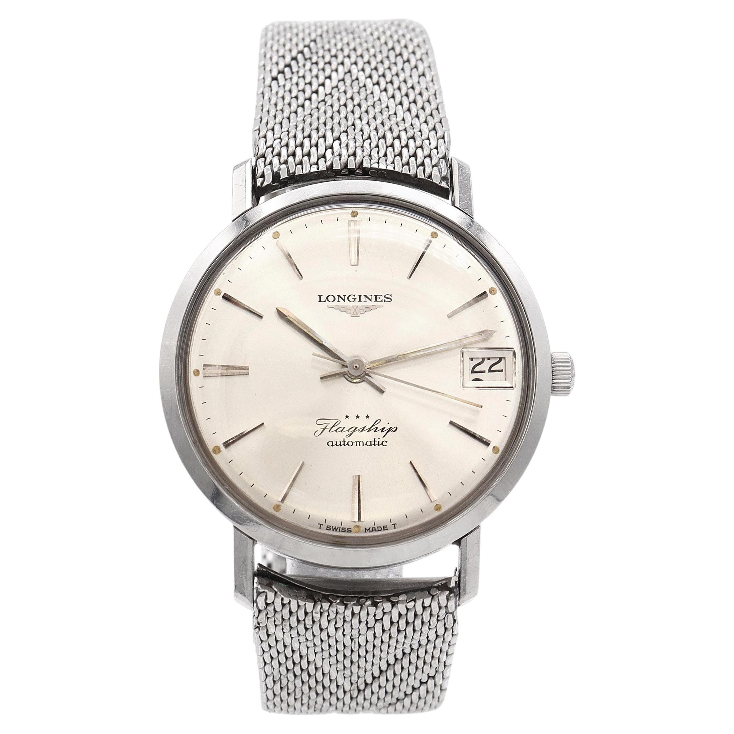 Vintage Longines Stainless Steel Three Star Flagship Automatic Watch