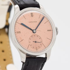 Vintage Longines Steel Watch with a Salmon Dial, 1935