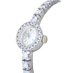 Vintage Longines Swiss 18k White Gold Diamond Lady's Wrist Watch