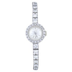 Vintage Longines Swiss 18k White Gold Diamond Lady's Wrist Watch