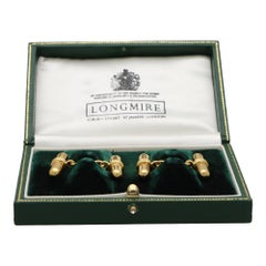 Vintage Longmire Baton Chain Link Cufflinks in Solid 18k Yellow Gold