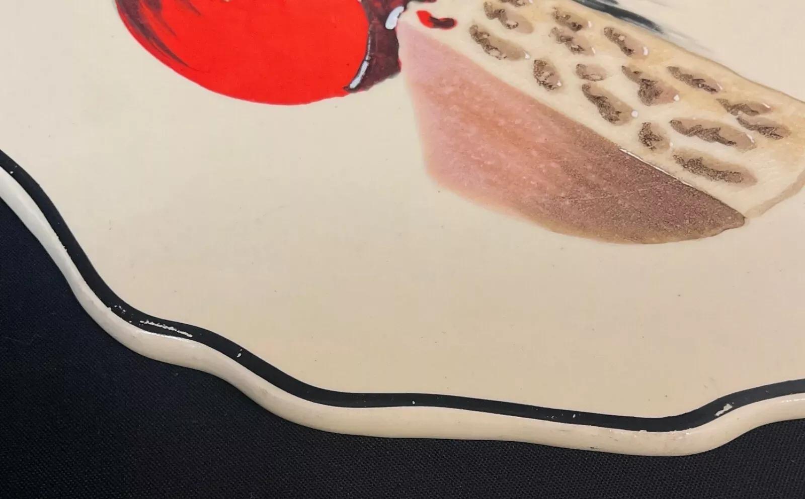 Plateau à fromage vintage en céramique émaillée Longwy, style hollandais - 2Y610 en vente 1