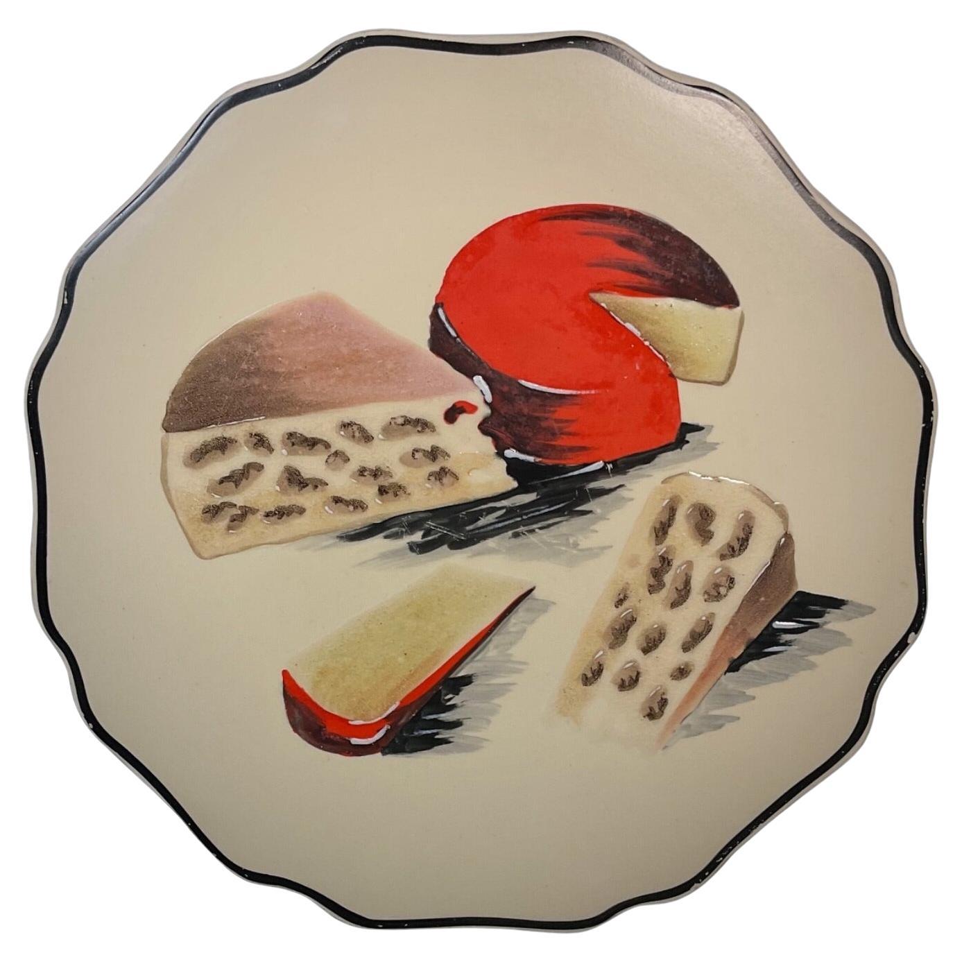 Vintage Longwy Enameled Ceramic Cheese Platter, Holland Style - 2Y610