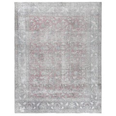 Vintage Look Faded Red Persian Tabriz Shabby Chic Oriental Rug