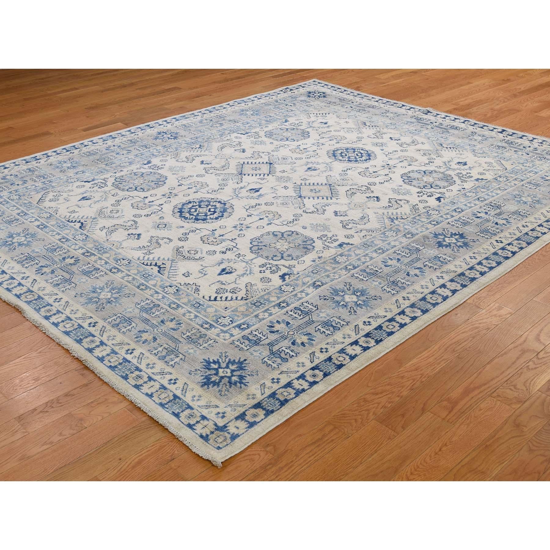 Hand-Knotted Vintage Look Kazak Pure Wool Hand Knotted Oriental Rug