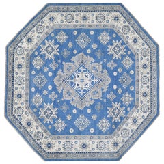 Vintage Look Kazak Pure Wool Octagonal Hand Knotted Rug