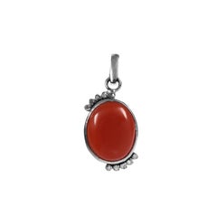 Ciondolo in argento sterling con diamante naturale e onice rosso "Real Sun" in stile vintage