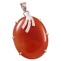 Designer Natural Diamond Real Sun red Onyx sterling silver Pendant