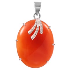 Ciondolo in argento sterling con diamante naturale e onice rosso "Real Sun" in stile vintage