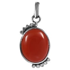 Ciondolo in argento sterling con diamante naturale e onice rosso "Real Sun" in stile vintage