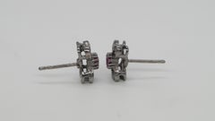 Vintage Look diamanti naturali rubino di Birmania fiocco orecchini in argento 925