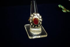 Vintage look Natural uncut rose cut Ruby Diamond sterling silver Ring