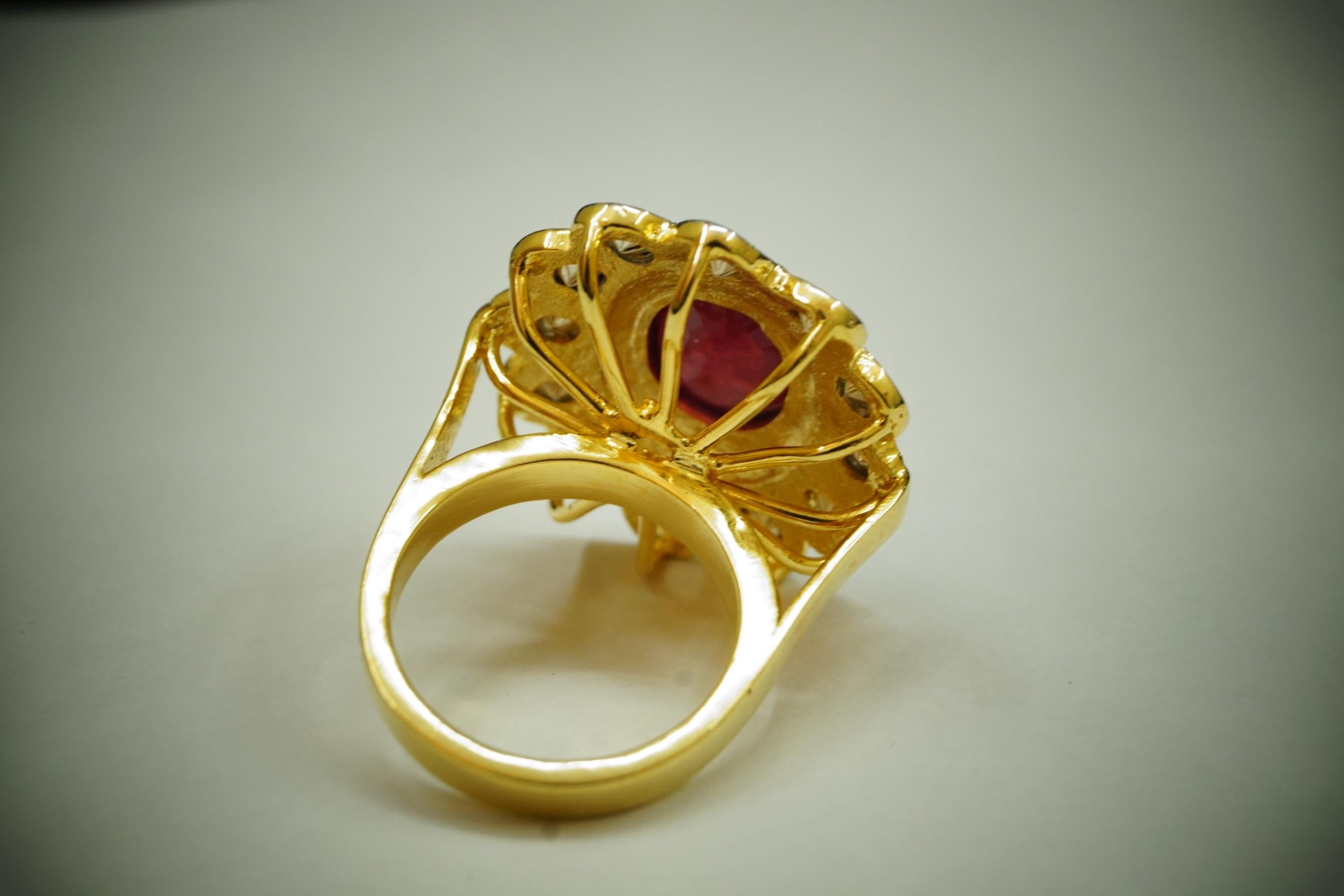 Vintage look Natural uncut rose cut Ruby Diamond sterling silver Ring en vente 2