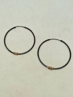 Vintage look pave diamonds findings oxidized sterling silver hoops earring