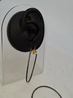 Vintage look pave diamonds oxidized sterling silver open nail hoops earring