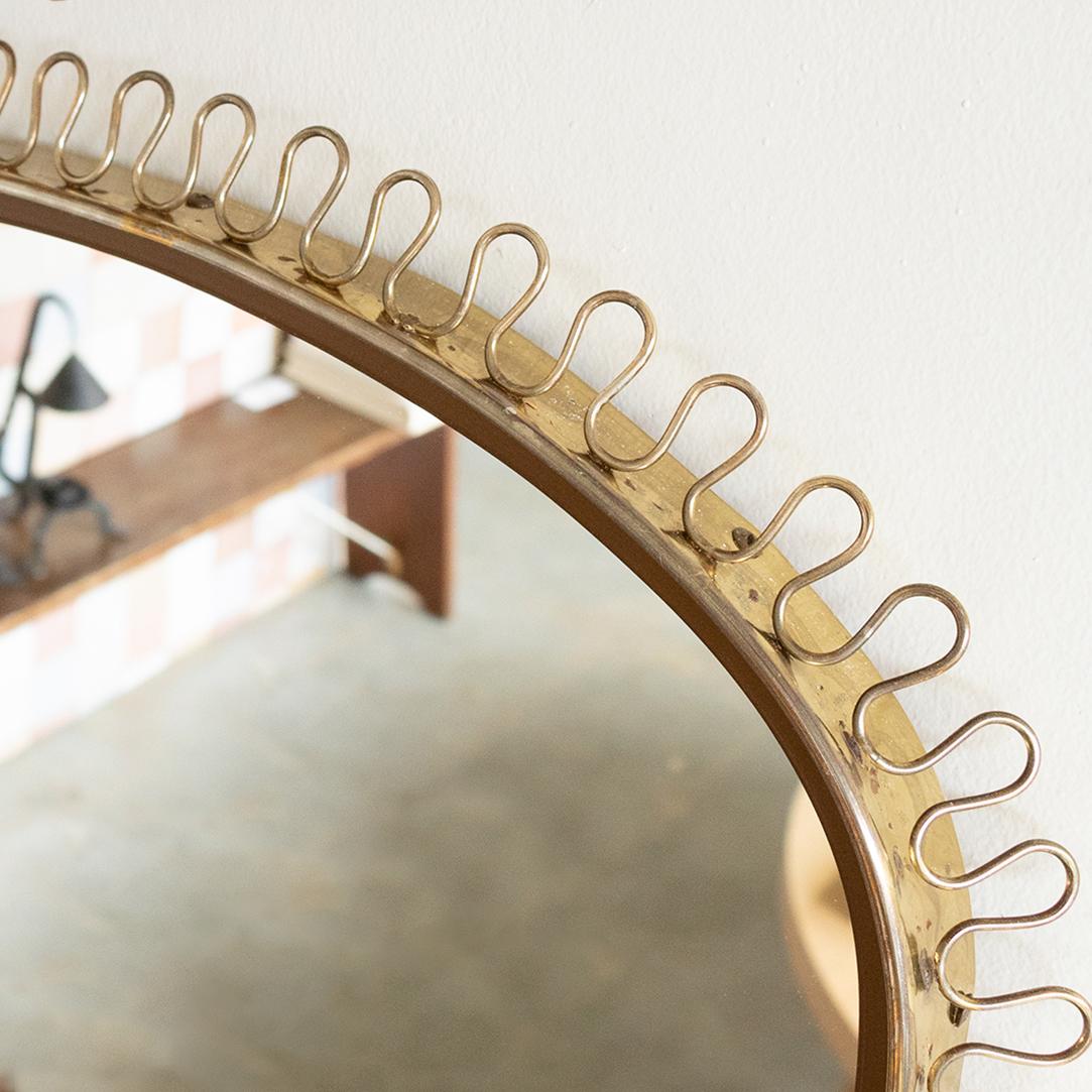 Vintage Loop Brass Mirror by Josef Frank In Good Condition In Los Angeles, CA